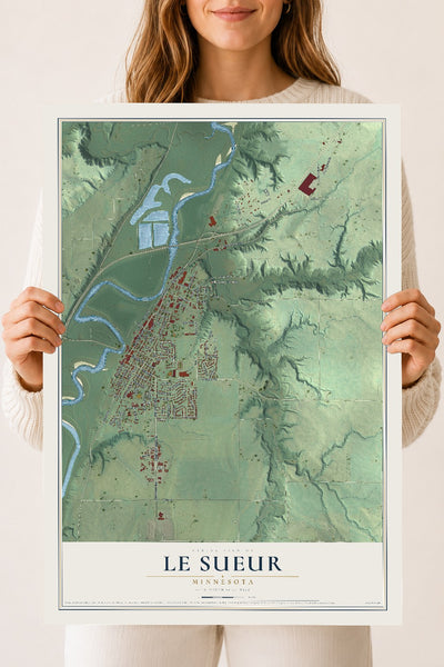 Map of Le Sueur, Minnesota, 18 x 24 inch unframed archival matte print