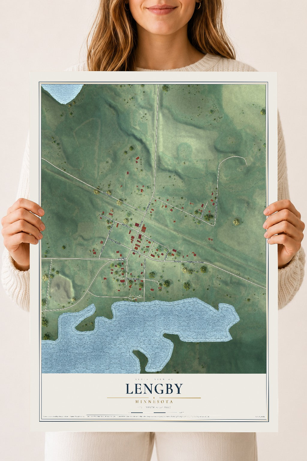 Map of Lengby, Minnesota, 18 x 24 inch unframed archival matte print