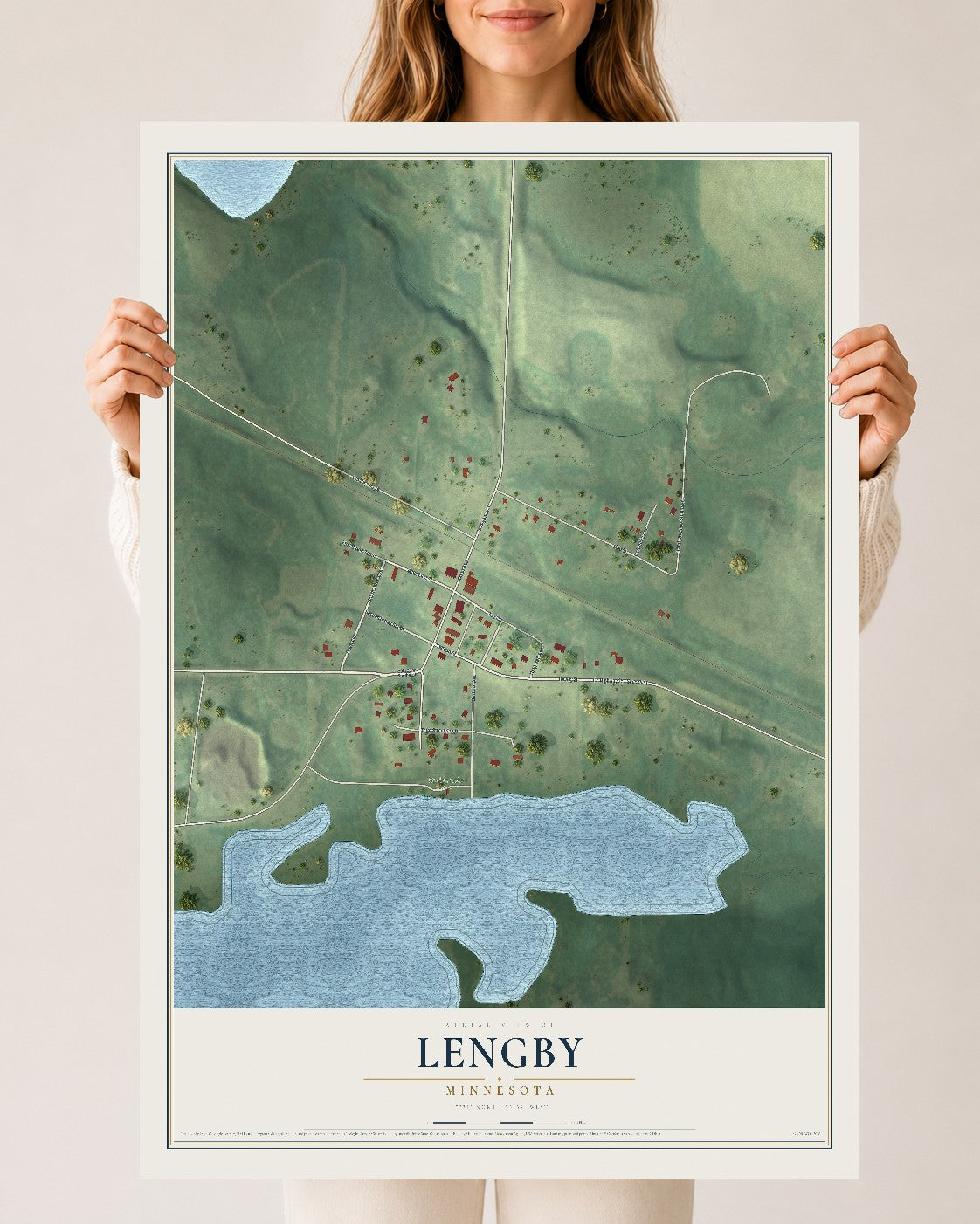 Map of Lengby, Minnesota, 24 x 36 inch unframed archival matte print
