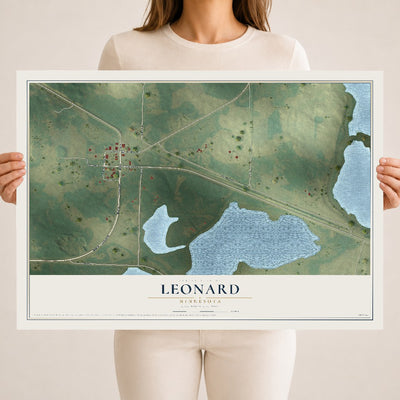 Map of Leonard, Minnesota, 18 x 24 inch unframed archival matte print