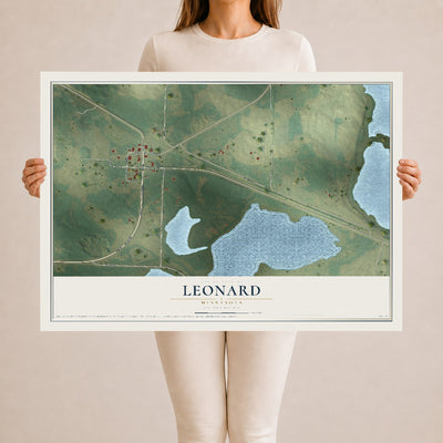 Map of Leonard, Minnesota, 24 x 36 inch unframed archival matte print