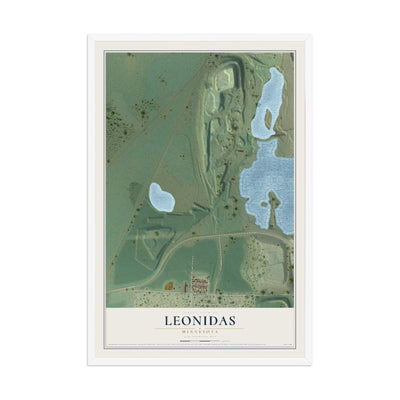 Map of Leonidas, Minnesota, 12 x 18 inch print in a white wood frame