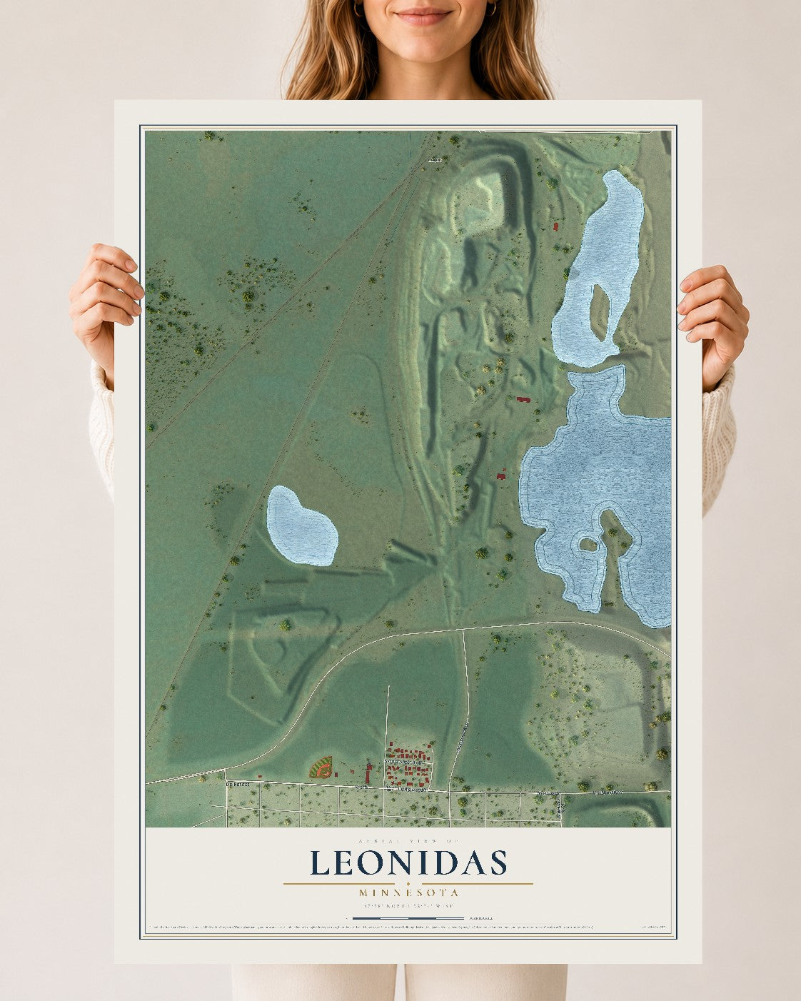 Map of Leonidas, Minnesota, 24 x 36 inch unframed archival matte print