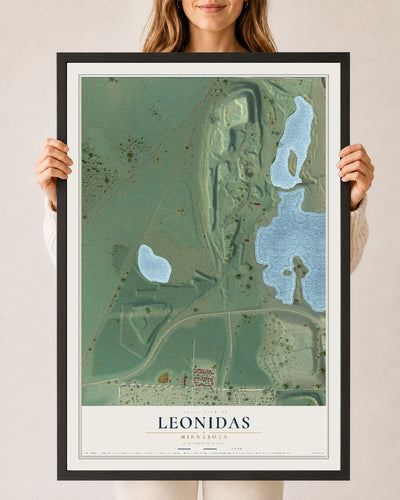 Map of Leonidas, Minnesota, 24 x 36 inch print in a black wood frame