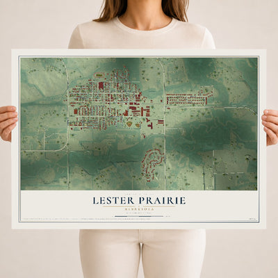 Map of Lester Prairie, Minnesota, 18 x 24 inch unframed archival matte print