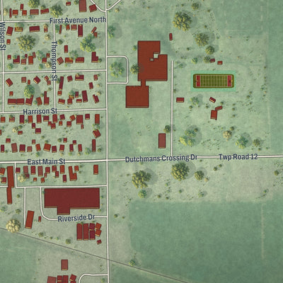 Second close-up of the map of Lewiston, Minnesota print showing more streets and buildings