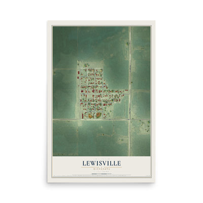 Map of Lewisville, Minnesota, 12 x 18 inch unframed archival matte print