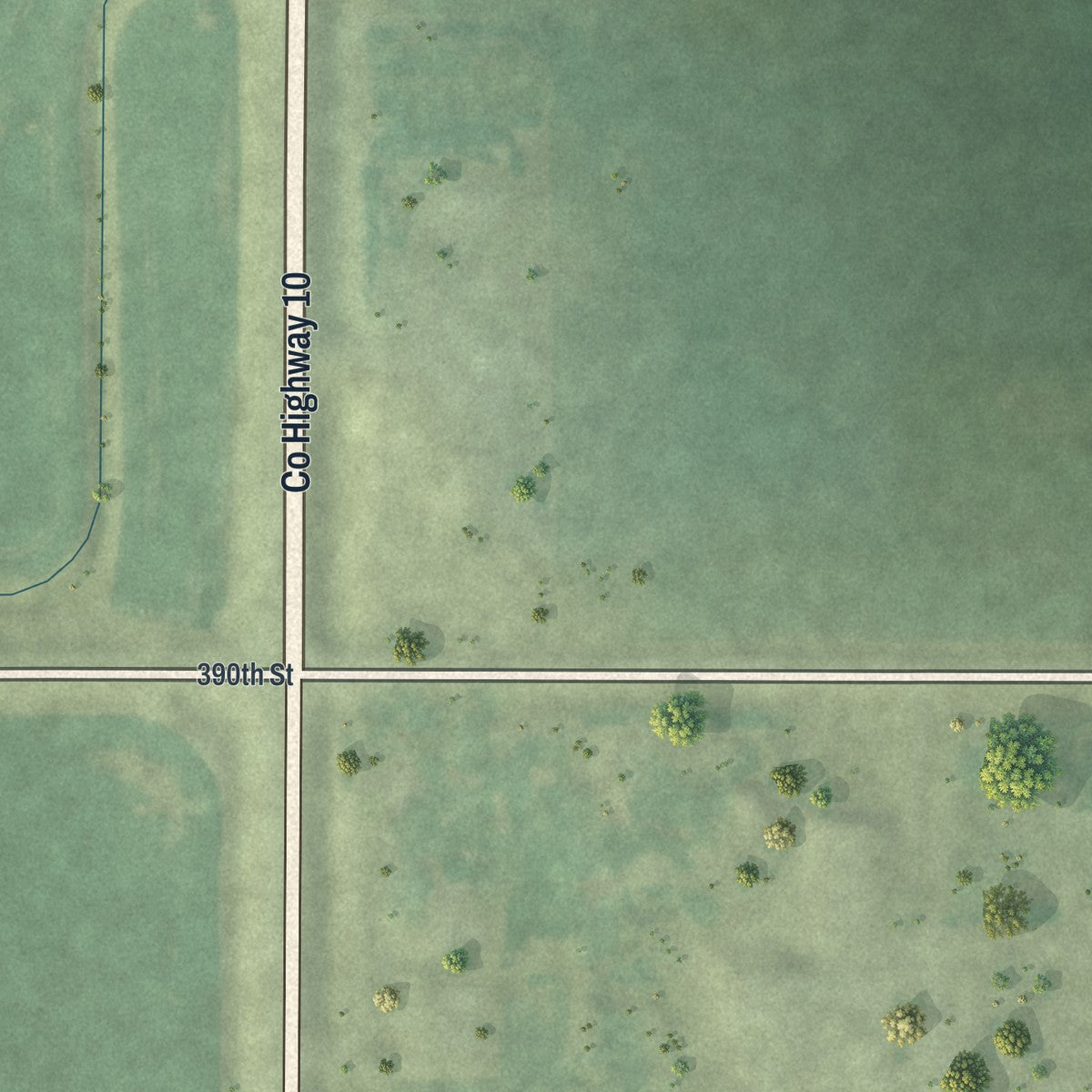 Second close-up of the map of Lewisville, Minnesota print showing more streets and buildings