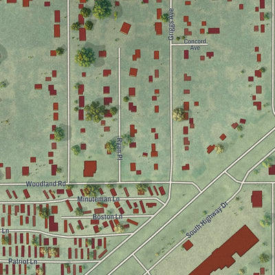 Close-up of the map of Lexington, Minnesota print showing street and building detail