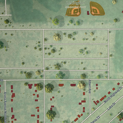 Second close-up of the map of Lexington, Minnesota print showing more streets and buildings