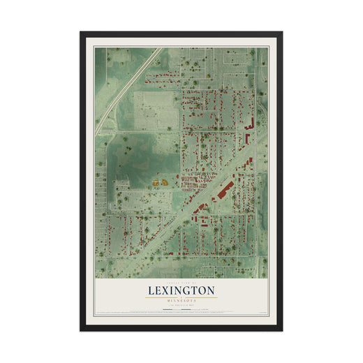 Map of Lexington, Minnesota, 12 x 18 inch print in a black wood frame