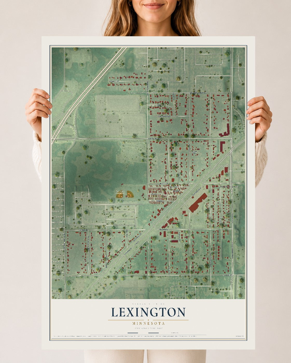 Map of Lexington, Minnesota, 24 x 36 inch unframed archival matte print