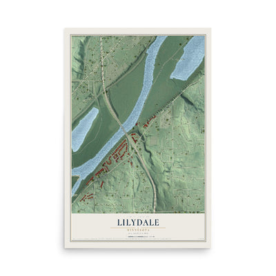 Map of Lilydale, Minnesota, 12 x 18 inch unframed archival matte print