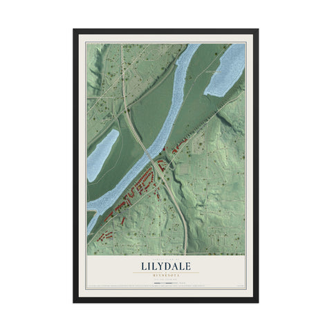 Map of Lilydale, Minnesota, 12 x 18 inch print in a black wood frame