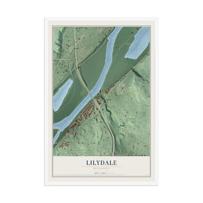 Map of Lilydale, Minnesota, 12 x 18 inch print in a white wood frame