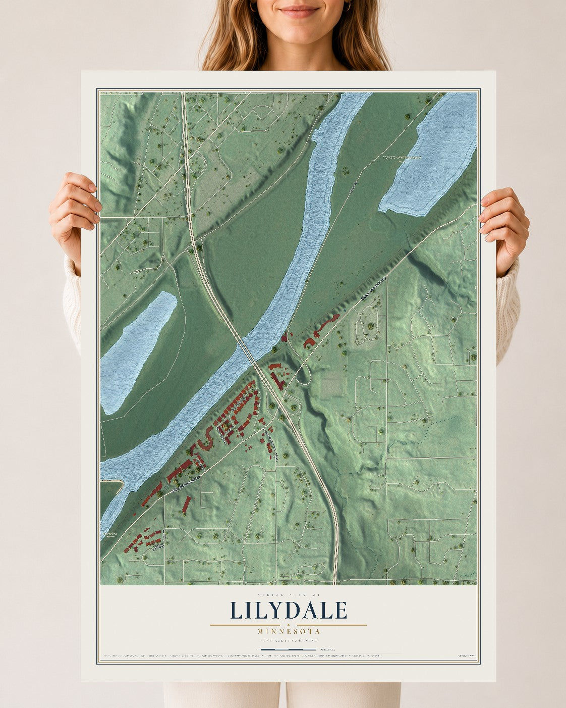 Map of Lilydale, Minnesota, 24 x 36 inch unframed archival matte print