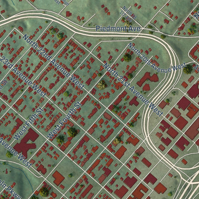 Close-up of the map of Lincoln Park, Minnesota print showing street and building detail