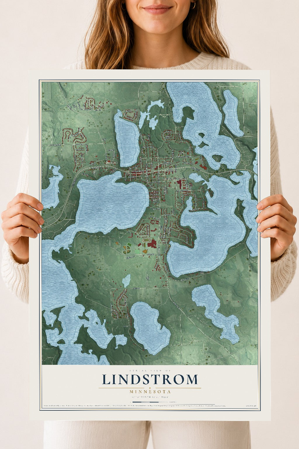 Map of Lindstrom, Minnesota, 18 x 24 inch unframed archival matte print