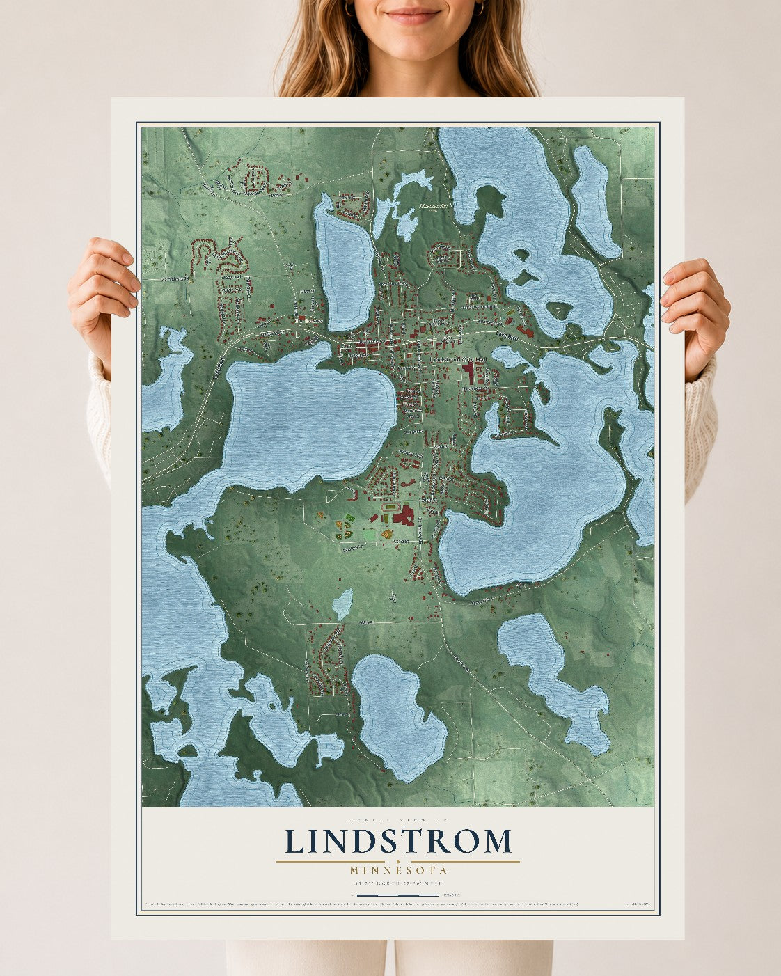 Map of Lindstrom, Minnesota, 24 x 36 inch unframed archival matte print