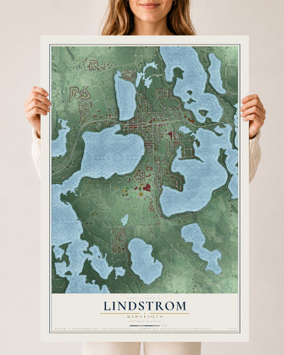 Map of Lindstrom, Minnesota, 24 x 36 inch unframed archival matte print