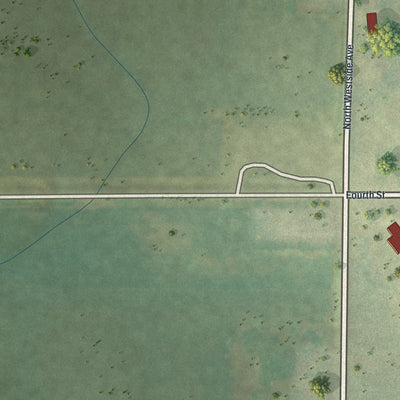 Second close-up of the map of Lismore, Minnesota print showing more streets and buildings