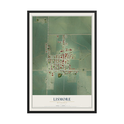 Map of Lismore, Minnesota, 12 x 18 inch print in a black wood frame
