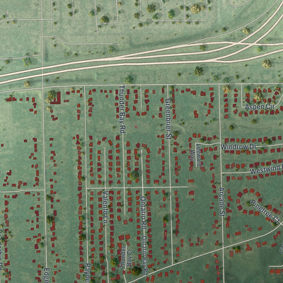 Second close-up of the map of Little Canada, Minnesota print showing more streets and buildings
