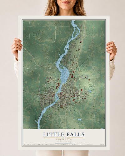 Map of Little Falls, Minnesota, 24 x 36 inch unframed archival matte print