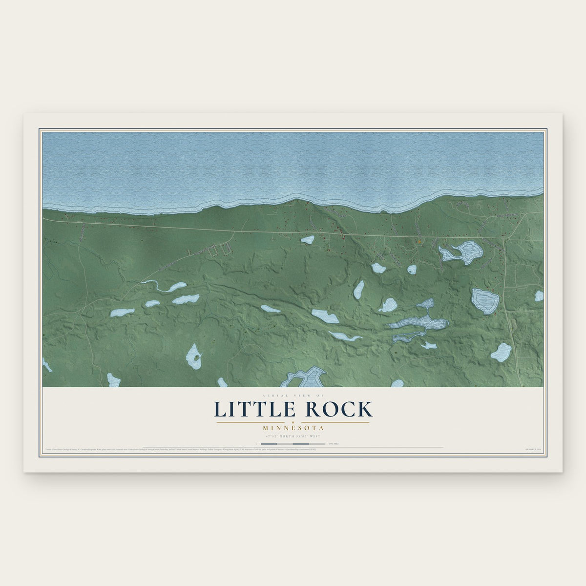 Little Rock, Minnesota map print, the full design