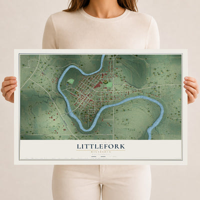 Map of Littlefork, Minnesota, 12 x 18 inch unframed archival matte print