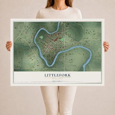 Map of Littlefork, Minnesota, 24 x 36 inch unframed archival matte print