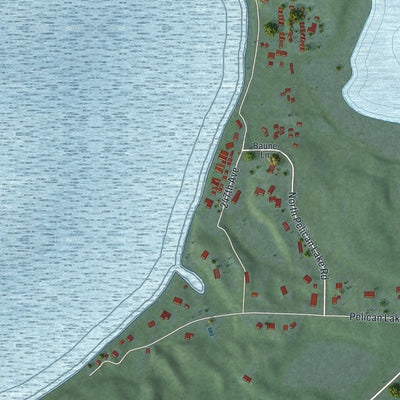 Close-up of the map of Long Beach, Minnesota print showing street and building detail