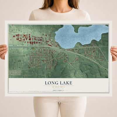 Map of Long Lake, Minnesota, 18 x 24 inch unframed archival matte print