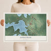 Map of Longville, Minnesota, 12 x 18 inch unframed archival matte print
