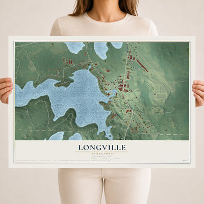 Map of Longville, Minnesota, 18 x 24 inch unframed archival matte print