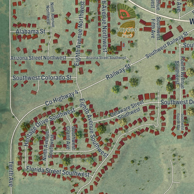 Second close-up of the map of Lonsdale, Minnesota print showing more streets and buildings