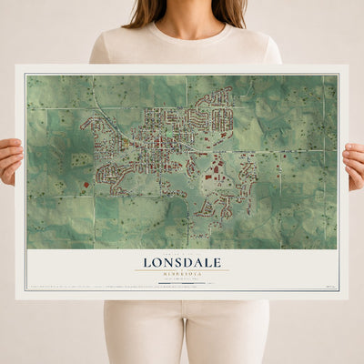 Map of Lonsdale, Minnesota, 18 x 24 inch unframed archival matte print