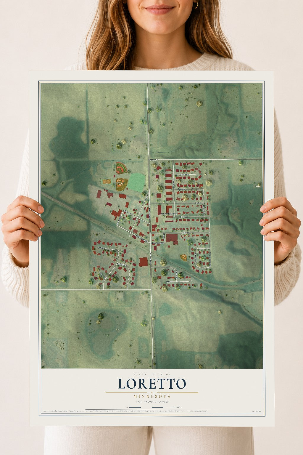 Map of Loretto, Minnesota, 18 x 24 inch unframed archival matte print