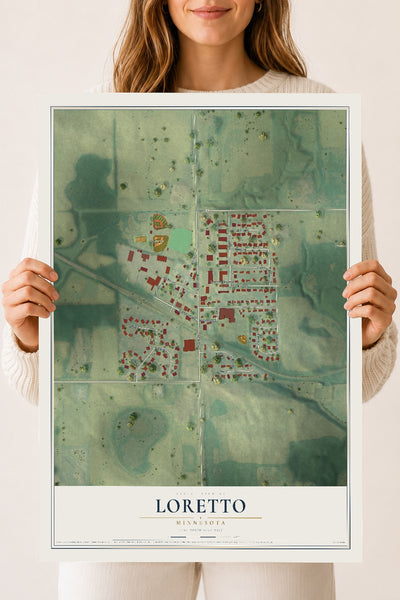 Map of Loretto, Minnesota, 18 x 24 inch unframed archival matte print