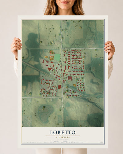 Map of Loretto, Minnesota, 24 x 36 inch unframed archival matte print