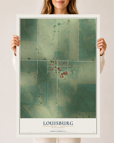 Map of Louisburg, Minnesota, 24 x 36 inch unframed archival matte print