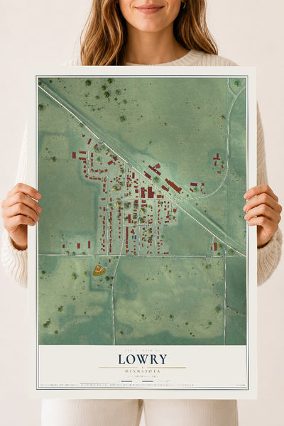 Map of Lowry, Minnesota, 18 x 24 inch unframed archival matte print