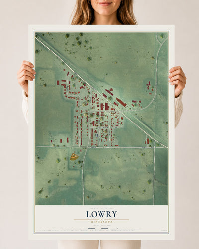 Map of Lowry, Minnesota, 24 x 36 inch unframed archival matte print