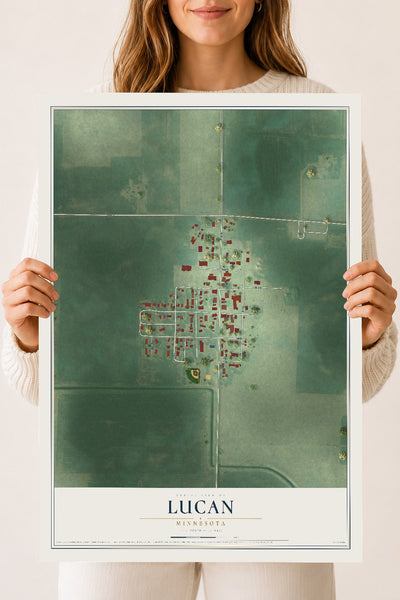 Map of Lucan, Minnesota, 18 x 24 inch unframed archival matte print