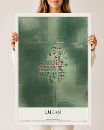 Map of Lucan, Minnesota, 24 x 36 inch unframed archival matte print