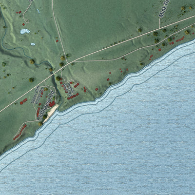 Close-up of the map of Lutsen, Minnesota print showing street and building detail