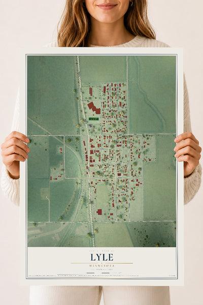 Map of Lyle, Minnesota, 18 x 24 inch unframed archival matte print