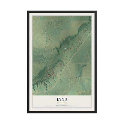 Map of Lynd, Minnesota, 12 x 18 inch print in a black wood frame