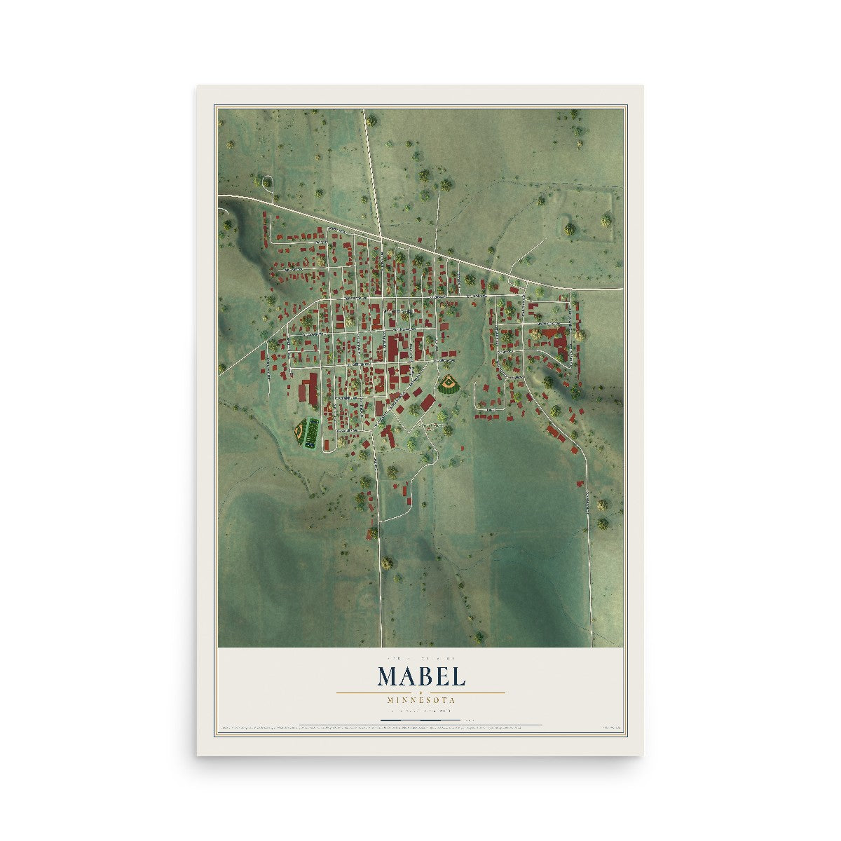 Map of Mabel, Minnesota, 12 x 18 inch unframed archival matte print