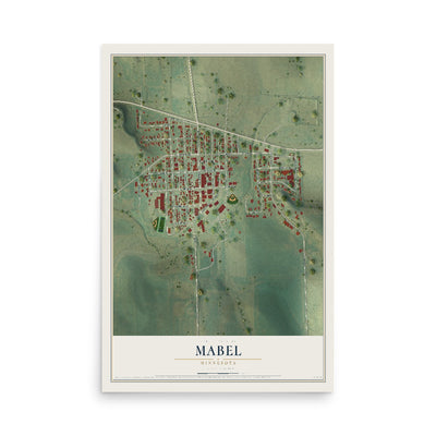 Map of Mabel, Minnesota, 12 x 18 inch unframed archival matte print